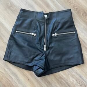 LPA Revolve Lorenzo 100% Genuine Leather Shorts Black High Waist Est. Size Small